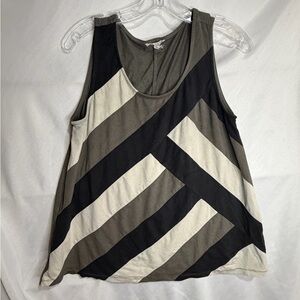 Mystree Diagonal Striped Black and Cream Tank Top